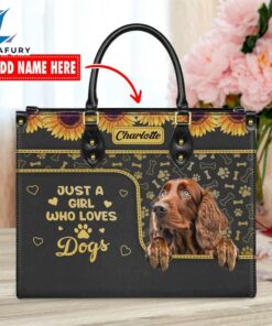 Irish Setter Dog Just A Girl Who Loves Dogs Leather Handbag