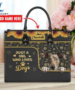Italian Greyhound Dog Just A Girl Who Loves Dogs Leather Handbag