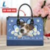 Jack Russell Terrier Dog Lover Leather Bag With Daisy Flowers