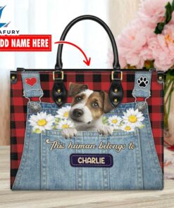Jack Russell Terrier Dog This Human Belongs To Leather Handbag