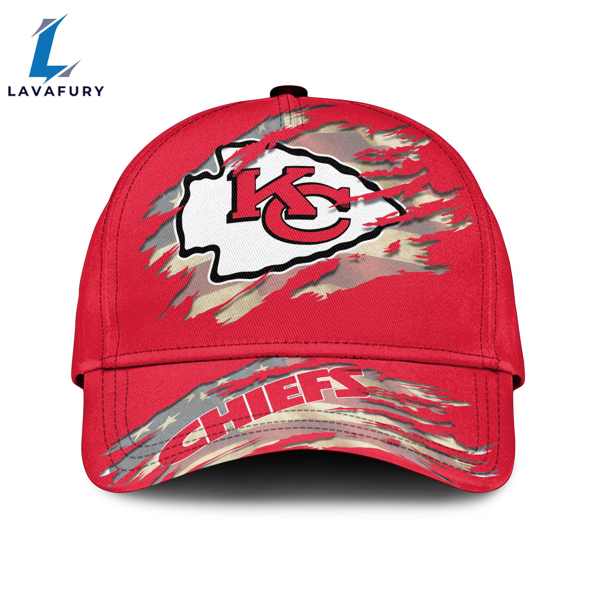 Kansas City Chiefs American Flag Baseball Cap Gift Summer Kansas City Chiefs American Flag Baseball Cap Gift Summer