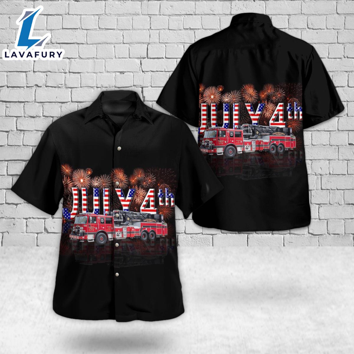 Keasbey, New Jersey, Woodbridge Township Fire District No.4, 4th Of July Hawaiian Shirt 4TH Of July Keasbey, New Jersey, Woodbridge Township Fire District No.4, 4th Of July Hawaiian Shirt 4TH Of July