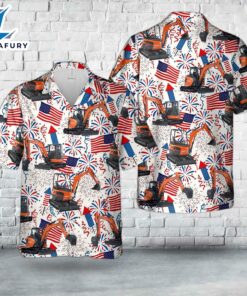 Kubota Excavator, 4th Of July Hawaiian Shirt