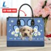 Labrador Retriever Dog Lover Leather Bag With Daisy Flowers