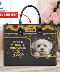 Maltese Dog Just A Girl Who Loves Dogs Leather Handbag
