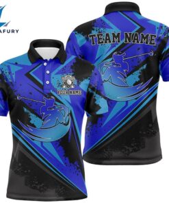 Men Golf Polo Shirt Custom Blue Camo Black Male Golf Attire