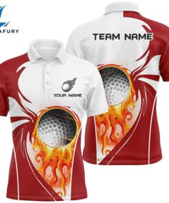 Men Golf Polo Shirt Custom Golf Ball Fire Female Golf Attire