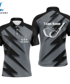 Mens Golf Polo Shirt Black Lightning Custom Name And Team Name