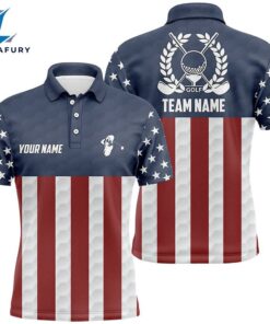 Mens Golf Polo Shirts American Flag Custom Patriotic Team Mens Navy