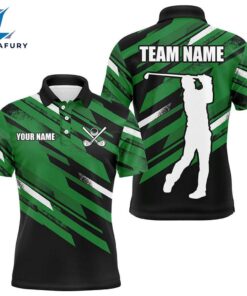 Mens Golf Polo Shirts Custom Black And Green Golf Attire