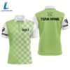 Mens Golf Polos Shirts Custom Name Green Checkered Pattern