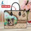 Miniature American Shepherd Dog Duccy Dog Lover Leather Handbag