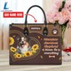 Miniature American Shepherd Dog Kisses Fix Everything Leather Handbag