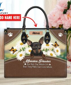 Miniature Pinscher Dog Are Not Our Whole Life But They Make Our Lives Whole Leather Handbag