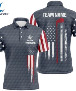 Navy American Flag Mens Golf Polo Shirts Custom Patriotic Team