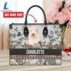 Old English Sheep Dog Bior Leather Handbag With Flowers And Butterfly