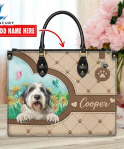 Old English Sheep Dog Duccy Dog Lover Leather Handbag