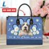 Old English Sheepdog Lover Leather Bag With Daisy Flowers