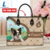 Papillon Dog Duccy Dog Lover Leather Handbag
