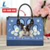 Papillon Dog Lover Leather Bag With Daisy Flowers