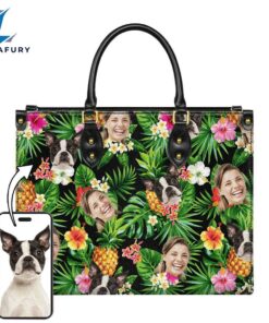 Personalized Beach House And Coconut Trees Full Pattern Hawaiian Leather Bag