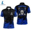 Personalized D All Over Print Skull Mens Golf Polo Shirt Navy Black