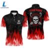 Personalized D All Over Print Skull Mens Golf Polos Red Fire Flame