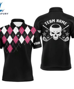 Pink Argyle Pattern Mens Customized Skull