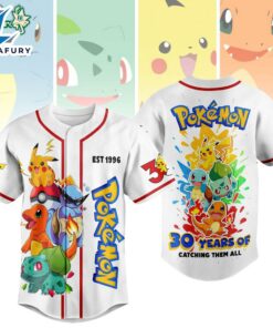 Pokémon Pikachu Charizard Squirtle Bulbasaur 30 Years Anniversary Catch Them All T-Shirt