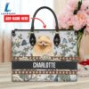 Pomeranian Dog Bior Leather Handbag With Flowers And Butterfly Love Your Pet 3 Pomeranian Dog Bior Leather Handbag With Flowers And Butterfly