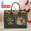 Pomeranian Dog Just A Girl Who Loves Dogs Leather Handbag