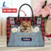 Pomeranian Dog This Human Belongs To Leather Handbag