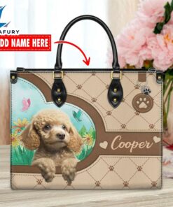 Poodle Dog Duccy Dog Lover Leather Handbag