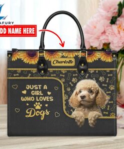 Poodle Dog Just A Girl Who Loves Dogs Leather Handbag