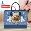 Poodle Dog Lover Leather Bag With Daisy Flowers