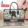 Portuguese Water Dog Bior Leather Handbag With Flowers And Butterfly
