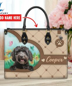 Portuguese Water Dog Duccy Dog Lover Leather Handbag