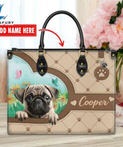 Pug Dog Duccy Dog Lover Leather Handbag