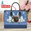 Pug Dog Lover Leather Bag With Daisy Flowers