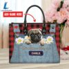 Pug Dog This Human Belongs To Leather Handbag