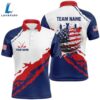 Red, White And Blue Mens Golf Polo Shirts Custom American Flag Patriotic Golf Clothing
