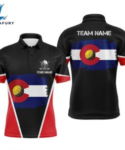 Retro Colorado Flag Black Mens Golf Polo Shirts Custom Patriotic