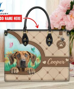 Rhodesian Ridgeback Dog Duccy Dog Lover Leather Handbag