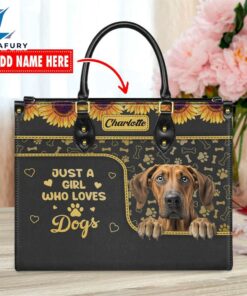 Rhodesian Ridgeback Dog Just A Girl Who Loves Dogs Leather Handbag