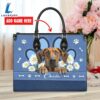 Rhodesian Ridgeback Dog Lover Leather Bag With Daisy Flowers