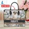Saint Bernard Dog Bior Leather Handbag With Flowers And Butterfly Love Your Pet 2 Saint Bernard Dog Bior Leather Handbag With Flowers And Butterfly