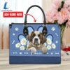 Saint Bernard Dog Lover Leather Bag With Daisy Flowers