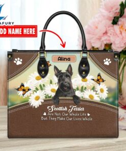 Scottish Terrier Dog Are Not Our Whole Life But They Make Our Lives Whole Leather Handbag