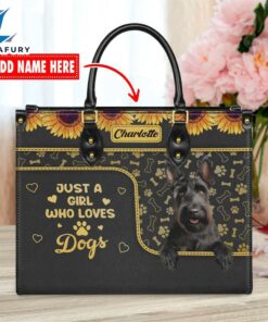 Scottish Terrier Dog Just A Girl Who Loves Dogs Leather Handbag