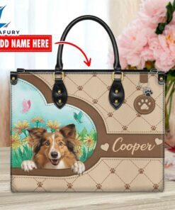 Shetland Sheepdog Dog Duccy Dog Lover Leather Handbag